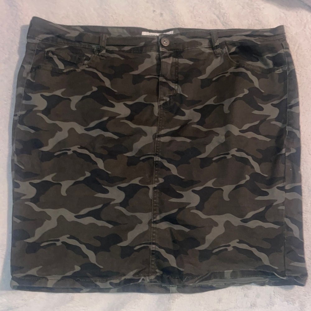 Camo denim skirt